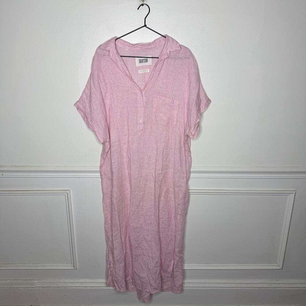 Grayson The Artist Maxi Pink Linen Tshirt Maxi Dress Womens Medium